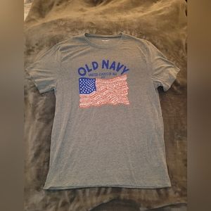Grey Old Navy Women's Tshirt with American Flag made up of States